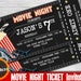 Movie Ticket Invitation "Movie Night Birthday Invitation" - Cinema Birthday Party Invite, Backyard Movie Party, Outdoor Movie invite