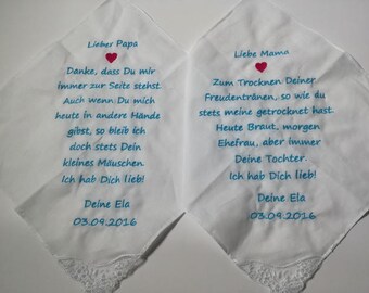 Wedding Handkerchief embroidered pleasures tissue