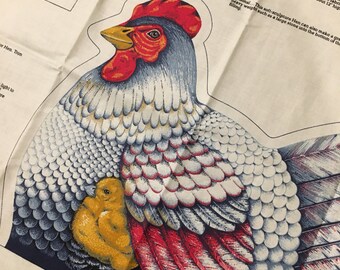 Mother Hen and baby chick VIP fabric panel chicken