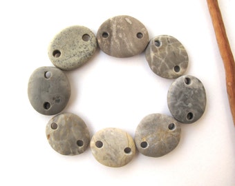 Links Rock Mediterranean Beach Stone Pebble Jewelry Beads River Rock Connectors COOL GREY LINKS 17-19 mm
