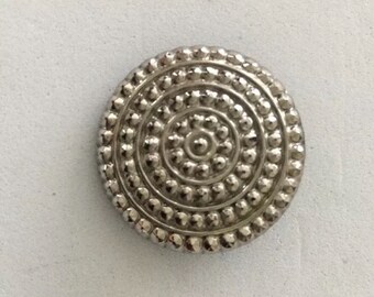 Pretty Vintage Silver Luster Black Glass Button