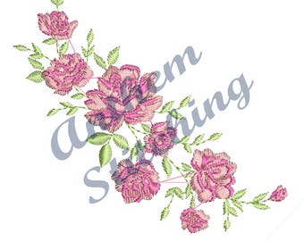 Pink Roses Flowers #17 embroidery design in 10 formats