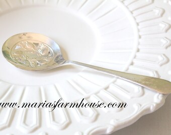 CRANBERRY SPOON, Silverplated, Pierced Spoon/Sheffield, England, Replacement Flatware, Wedding Serving Table Decor