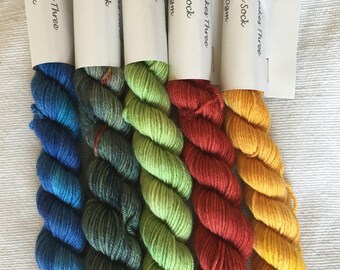 Mini Skeins 100% Merino 4 ply hand dyed 20grams