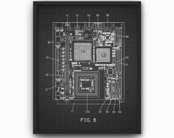 Computer Motherboard Patent Print - Motherboard Schematic - Computer Patent - Computer Room - IT Student Gift Idea - Motherboard Design