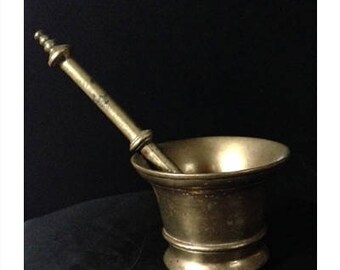 Antique Brass Apothecary Mortar and Pestle