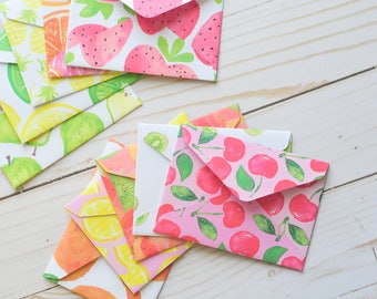 Fruit Mini Cards // Set of 10 // Blank Cards // Gift Card Envelopes // Watercolor // Love Notes // Advice Cards // Guestbook