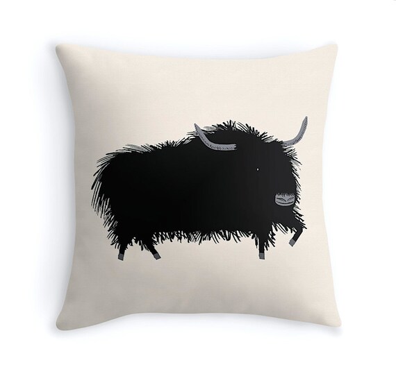 THE YAK - illustrated Cushion Cover / Throw Pillow (16" x 16") by Oliver Lake - iOTA iLLUSTRATiON