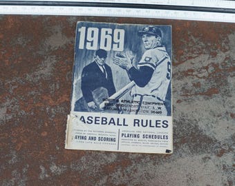 Vintage 1969 Baseball Rulebook Commissioner of Baseball LITHO
