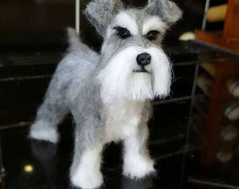 Handmade needle felted miniature schnauzer made to order