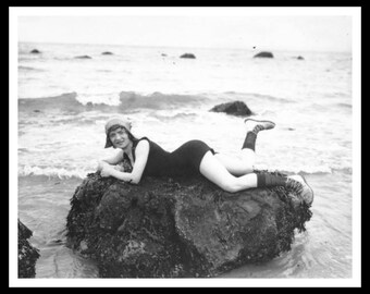 Vintage Historic Reproduction Photo French Bathing Beauty Unframed