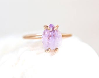 Amethyst Ring, Raw Amethyst Crystal Ring, Vera Cruz Amethyst, Lavender Light Amethyst Ring, Amethyst 14K Gold Filled, Amethyst Silver Ring