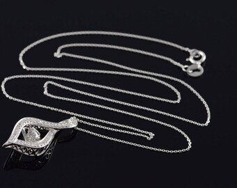 14k 0.25 CTW Diamond Tear Drop Articulated Pendant Necklace Gold 17.9"