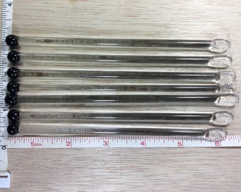 Vintage Glass Drink Stir Sticks Black Ball Tip Gently Used Lot E