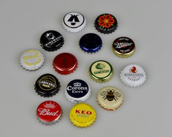 50 Mixed Bottle Tops / Caps - Beer and Other Alcohol / Soft Drink Brands- Craft Supplies - Restaurant/Bar Decor