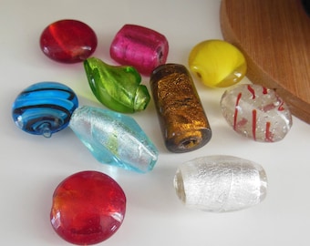 set of 10 lampwork glass beads