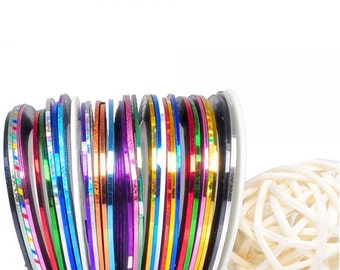 30 Mixed Colors Rolls Striping Tapes Line Adhesive Sticker Nail Art Tips Decorations Manicure