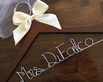 Bridesmaid Dress Hanger, Wedding Hanger, Bridal Hanger, Dress Hanger Wire, Personalized Custom Wedding Hanger, Mrs Hanger, Mrs Name Hanger
