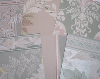 Vintage Wallpaper Bundles-Antique-Florals-Pastels-Shabby-SO YUMMY-Paper Parcels-Ephemera