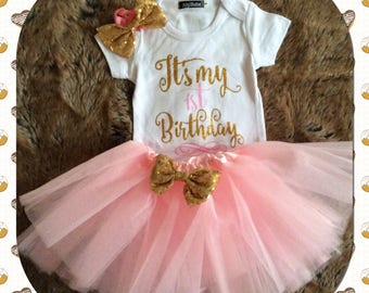 Baby Girl First Birthday Tutu. 1st birthday outfit