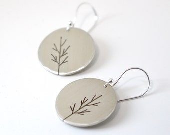 Autumn Moon Saplings sterling silver tree art earrings - made to order