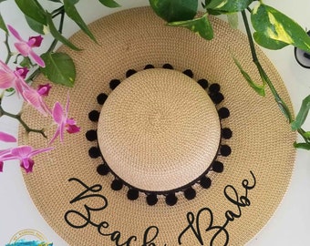 Floppy Beach Hat, Floppy Sun Hat, Bride Hat, Custom Personalized Floppy Hat, Beach Bride, Just Married Hat, Honeymoon Must Have, MANY COLORS