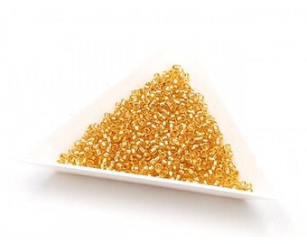 15 grams of beads Miyuki seed beads 11/0 silverlined light gold 2