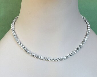 Sterling Silver Chainmaille Necklace Handmade Jewelry Jens Pind Silver Chain JP3 chainmail necklace chain mail jewelry real silver wire