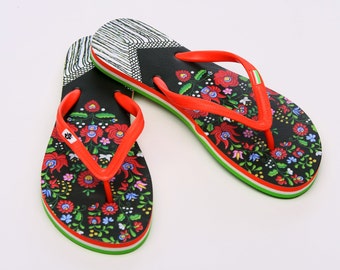Hungarian Matyo Scarf Flip Flop (printed surface)