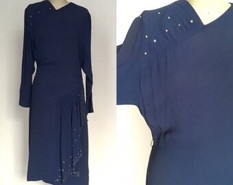 1940s medium / large rayon crepe dress