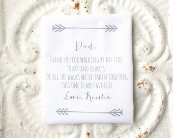 FATHER of the bride handkerchief . thank you for walking by my side . this walk is my favorite cotton wedding hankie . wedding handkerchief