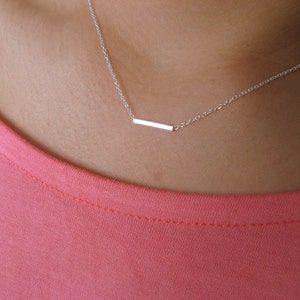 Dainty Tube Necklace - Little Necklace Sterling Silver with Little Square Tube Sterling Silver - geometric - bar necklace -minimalist