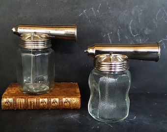 Vintage Jars with lids. Industrial jars. Tornado insect sprayer jars. Industrial Decor