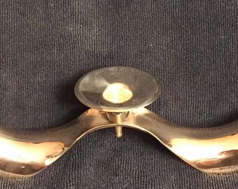 Vintage Western Germany Brushed Silver 3 stem candle holder