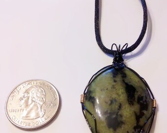 Green Zoisite Stone Pendant Necklace