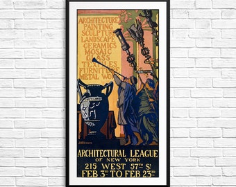 Vintage New York, New York City, New York Posters, Architectural League, old posters, vintage poster art, fine art prints, giclee posters