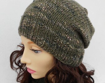 KNITTING PATTERN/ CHARLEY/ Mans Handknit Slouchy Hat Knitting Pattern/ Easy/Knit Round/Mans Slouch Beanie Pattern/ Aran Wool/Stockinette