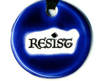 Resist Ceramic Necklace in Cobalt Blue