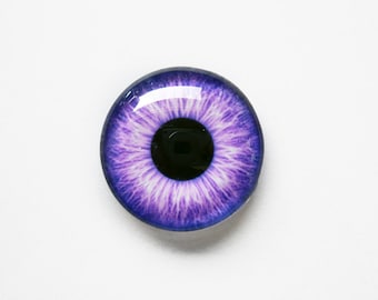 20mm handmade glass eye cabochon - purple eye - standard profile