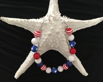 Patriotic Red, White and Blue BubbleGum Necklace!