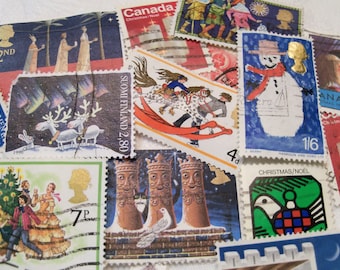40 Christmas Postage Stamps, Postage Stamps, Vintage Stamps, Used Stamps, World Wide Stamps