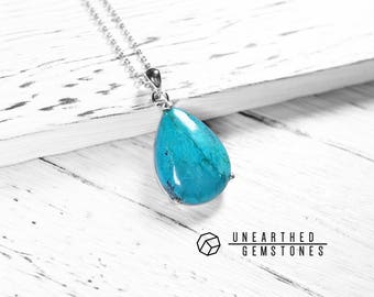 Genuine Chrysocolla Necklace - Statement Necklace, Natural Gemstone Necklace, Boho Necklace, Chakra Necklace no.3