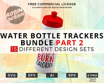 Water Bottle Trackers Bundle 2, water bottle svg, water tracker svg, Drink Your Effing Water Tracker Fitness, Working Out, Fitness Bottle