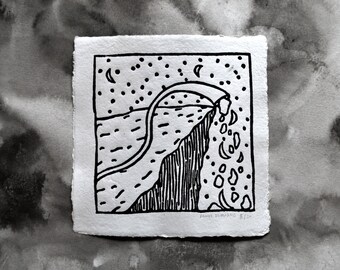 Linocut on handmade recycled paper