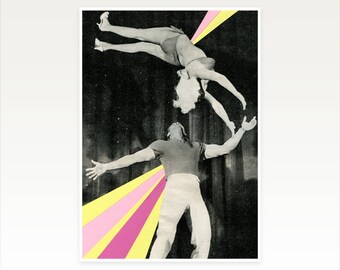 Surreal Collage Art, Mid Century Art, Acrobat Print - Dynamos
