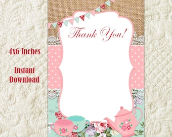 tea party thank you cards