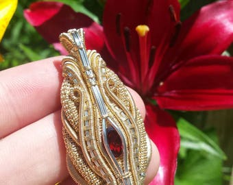 Almandine Garnet/14k Goldfill & Sterling Silver Pendant!