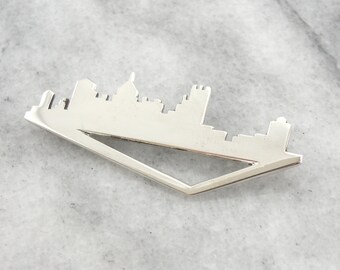 Silver Pittsburgh Skyline, Sterling Silver City Skyline Brooch AM827X-D