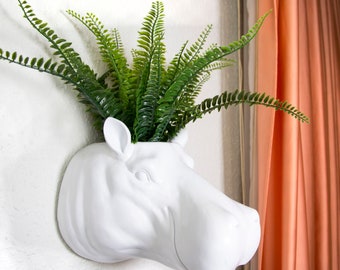 Hippo Plant Holder | Hippo Wall Mount | Succulent Planter | Faux Hippo Taxidermy | Cute Animal Planter | Hippo Head Wall Planter