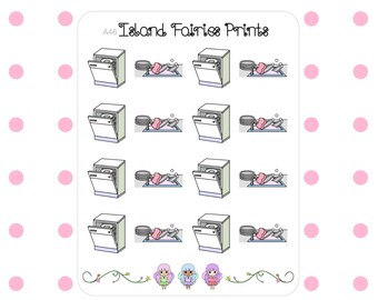 Dishes Dishwasher Clean Hand Drawn Planner Stickers A46
